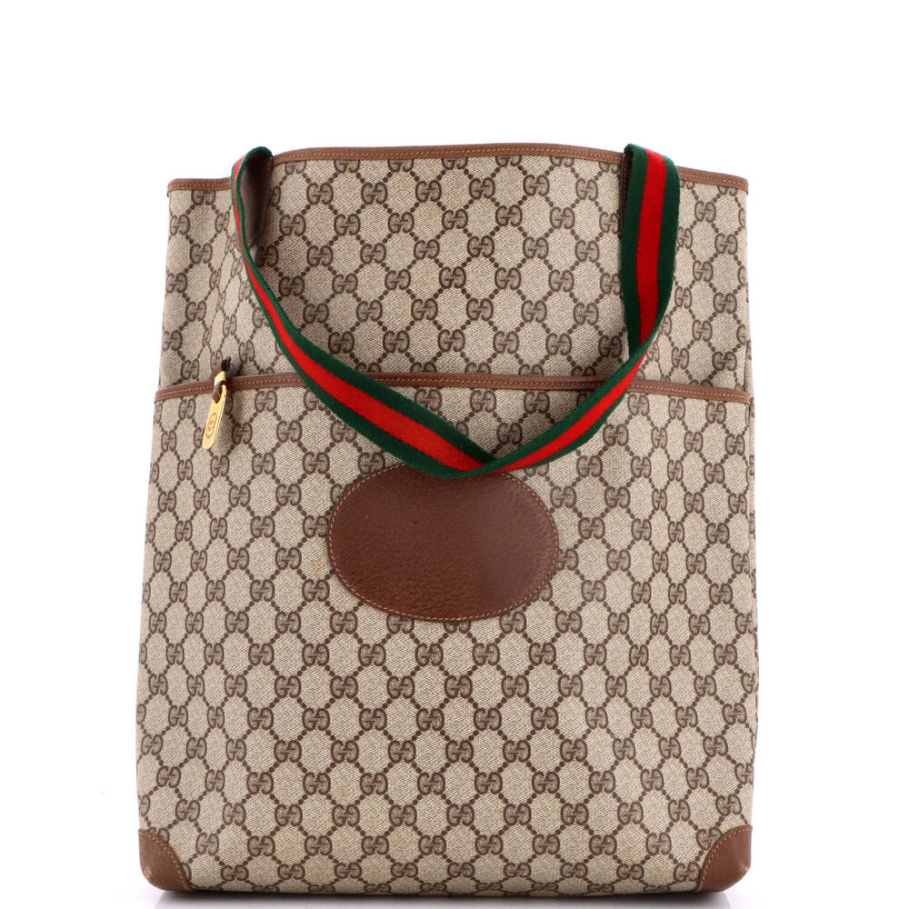 Gucci Medium Vintage Web Strap Tote GG Coated Canvas